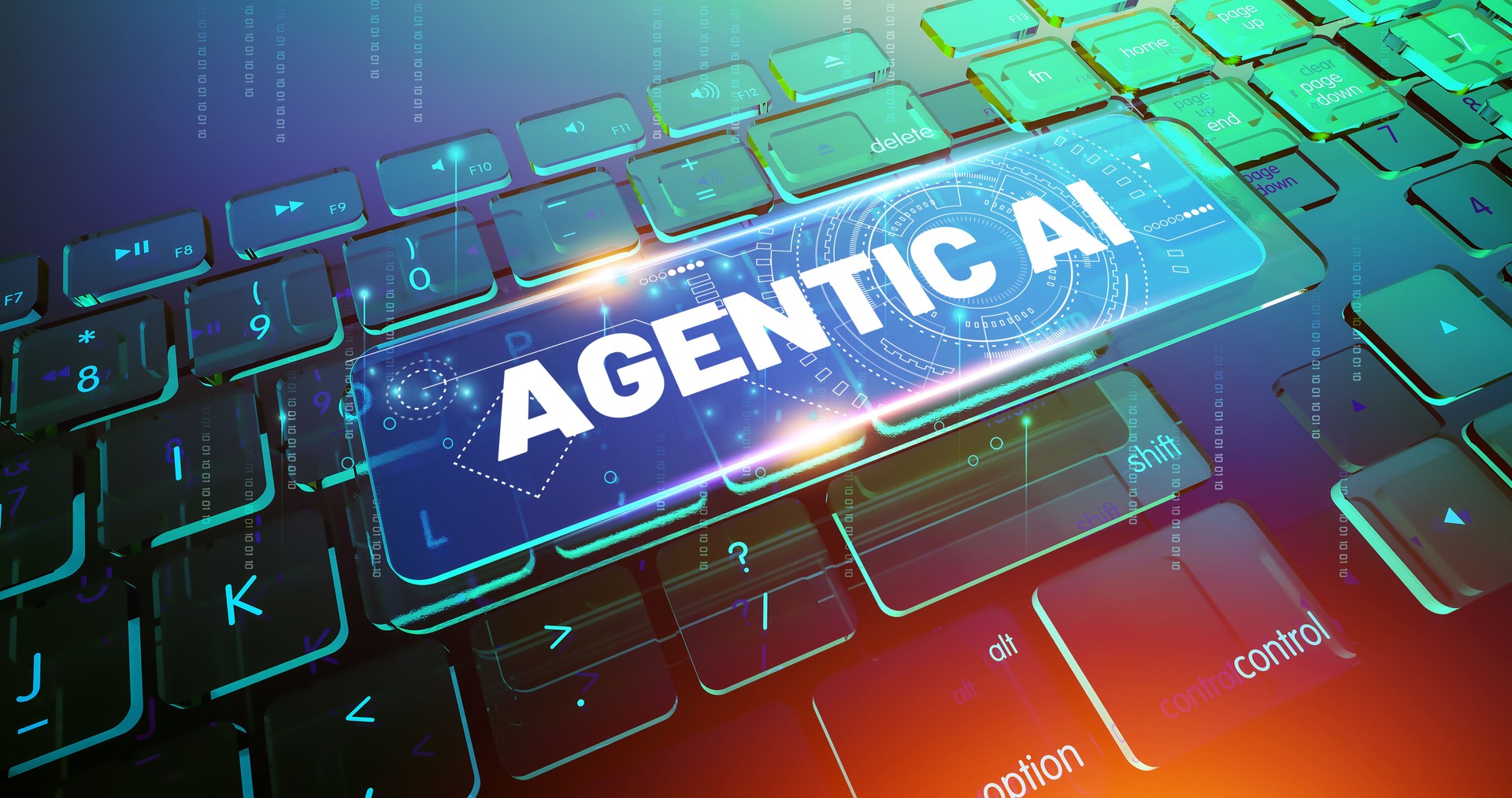 Agentic AI on Futuristic Keyboard